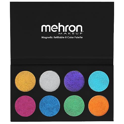 Mehron Makeup Paradise Makeup FX 8 Color Metallic Palette | Magnetic Refillable Face & Body Paint Palette | Professional Water Activated Paint for Costumes, SFX, Halloween, & Cosplay