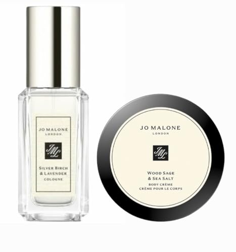 Jo Malone Silver Birch & Lavender Cologne and Body Cream Women Perfume .3 fl oz / 9mL Holiday Set Travel Size