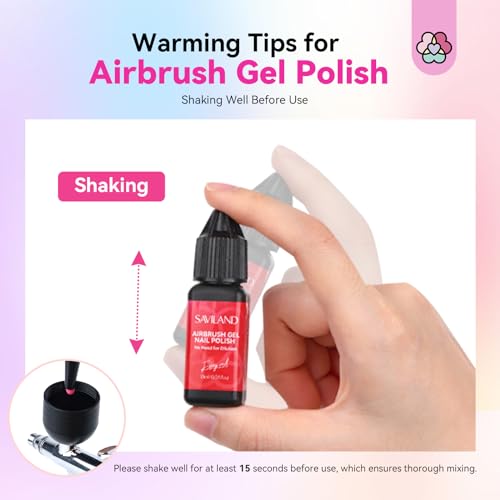 SAVILAND Airbrush Gel Nail Polish: Dilution-Free 24 Colors Airbrush for Nails Non-Acetone for Gradients Nails Blush Nails Layered Nail Art Various Pattern High Color Saturation for Home Salon Kit
