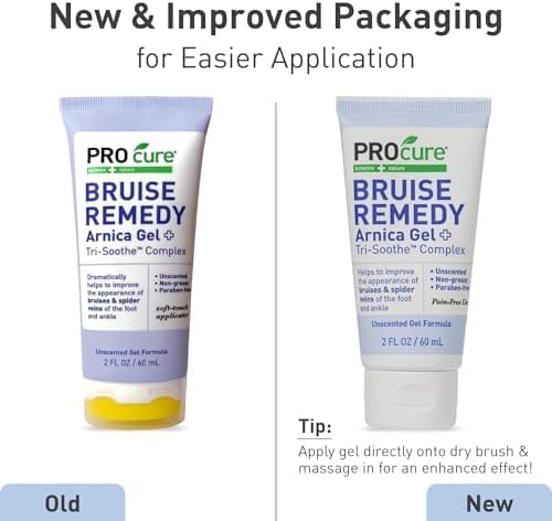 PROcure Remedy Gel with Arnica, Helps Improve the Appearance of Bruises & Spider Veins on the Foot and Ankle, Unscented & Paraben Free with Soft Touch Applicator, 2 Fl Oz
