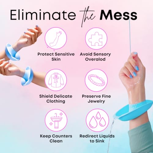 LiquiBands Face Washing Wristbands – No More Wet Sleeves - Silicone Spa Bands to Catch Water Drips – Travel Accessory, Esthetician Essential, & Teen Gift for Skincare Routine (Blush Pink, 1 Pair)
