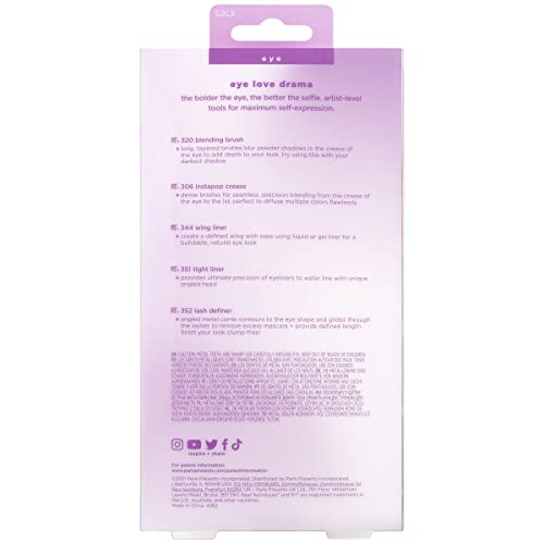 Real Techniques Eye Love Drama Makeup Brush Kit, Professional Eye Brush Set, Soft, Synthetic Bristles, Cosmetic Brushes For Eyeshadow, Eyebrow, Blending, Brows, and Eyelashes, 5 Piece Set