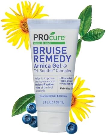 PROcure Remedy Gel with Arnica, Helps Improve the Appearance of Bruises & Spider Veins on the Foot and Ankle, Unscented & Paraben Free with Soft Touch Applicator, 2 Fl Oz