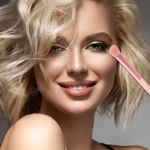 Makeup Brush Set with Storage Bag&Case Organic Environmental Vegan Bristles Complete Kit for Professional and Beginner Soft Synthetic Hairs for Eyeshadow, Eyebrow, Concealer, Foundation, Powder, Blend