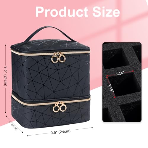 Uross Nail Polish Organizer Bag Holds 30 Bottles Nail Polish & Nail Kit -Nail Polish Storage Organizer Bag Nail Supplies Organizer Case for Nail Tech - Black