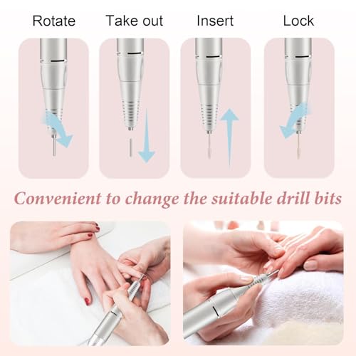 Electric Nail Drill, DELIFO Portable Nail Drill Professional PedicureRechargeable 35000 RPM Nail File Machine Acrylic Nails Polishing Tools with Bits LED Display for Home Salon Manicure