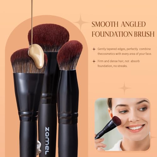 ZAMEL 26Pcs Premium Black Make up Brushes Set With Travel Bag,ULTRA SOFT Hair Makeup Brush pack Contains large powder Blending Make up Brush set Blush Face Brush Concealers contour Eyeshadow