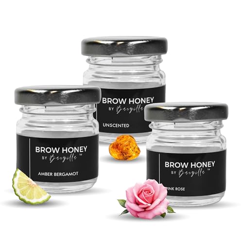 Brow Honey by Baezilla Eyebrow Gel Gift Set - Long Lasting Clear Gel With Brush & Waterproof Wax Lamination, Pack of 3