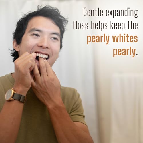 Dr. Ginger's White Charcoal Dental Floss - Expandable Floss for Deep Cleaning, Mint - 32yds, 3 pcs - Tooth Floss Infused with Coconut Oil and Xylitol for Effective Oral Care and Plaque Removal