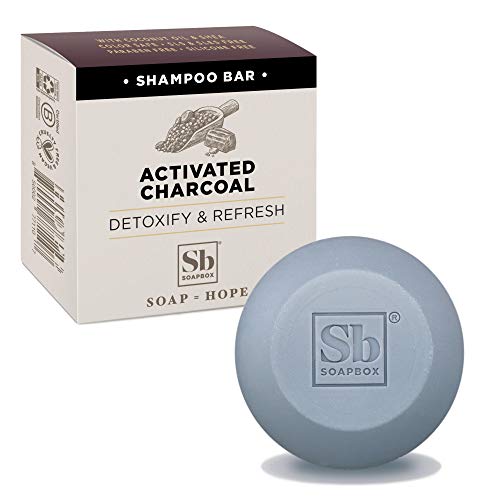 Soapbox Soap Bar Shampoo, Eco-Friendly, Vegan & Low Plastic Bar Shampoo -3.1Oz Travel Friendly Hair Cleanser- Activated Charcoal