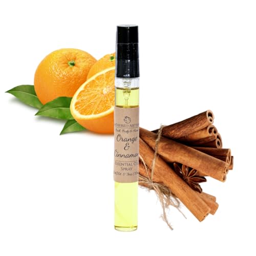 Orange & Cinnamon - Natural Essential Oil Perfume by Lathered Artisan - Alcohol-Free Plant Based Oil Perfume and Cologne, Nourishing, and Uniquely Handcrafted (Orange Cinnamon - Spray)