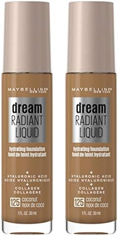 Maybelline Dream Radiant Liquid Medium Coverage Hydrating Makeup, Lightweight Liquid Foundation, Coconut, 1 Count (Pack of 2)