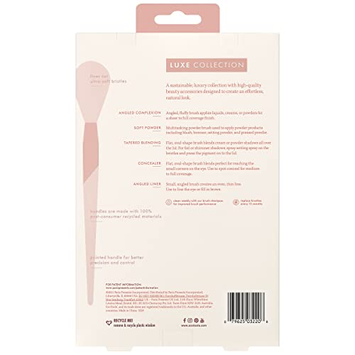EcoTools Luxe Natural Elegance Professional Face Makeup & Foundation Brush Set, Premium Brush Kit For Face, Cheek, & Eye Makeup, Synthetic Makeup Brushes, Vegan & Cruelty-Free, 5 Piece Set