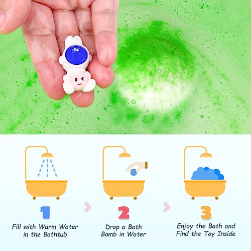 DOVIPE 34PCS Bath Bombs for Kids with Toys Inside Girls and Boys, Surprise Bath Bombs with Ocean Animals and Space Planet Toys Inside, Natural Organic Bubble Bath Fizzies, Gift Tin Box for Christmas