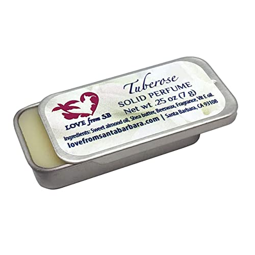 Compact Personal Tuberose Solid Perfume | Luxurious Artisan Spa Gift for Her | Convenient, fits in your purse or travel bag | Tuberose Perfume