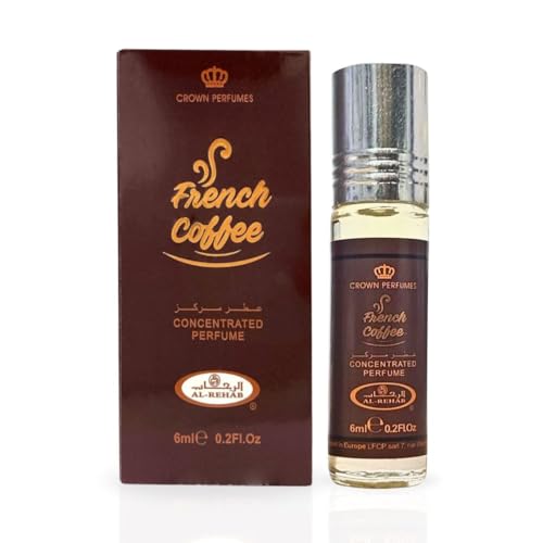 Al-Rehab French Coffee Premium Arabian Perfume Oils for Women 6ML (0.2OZ) PACK OF 6 - Long Lasting Concentrated Perfume Oil with Rich, Alluring Women's Fragrance - For Daily Wear or Special Occasions
