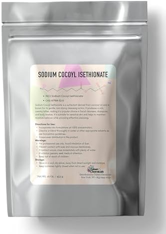 Sodium Cocoyl Isethionate Powder - Cosmetic Grade - 16 Oz / 453 g - Mild Surfactant for Soap Making, Lotion Making, DIY Cosmetics, Haircare, Bath Bomb Making - SCI Powder by Talsen Chemicals