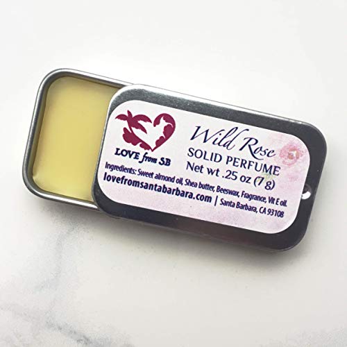 Compact Personal Wild Rose Solid Perfume | Luxurious Artisan Spa Gift for Her | Convenient, fits in your purse or travel bag | Rose Perfume
