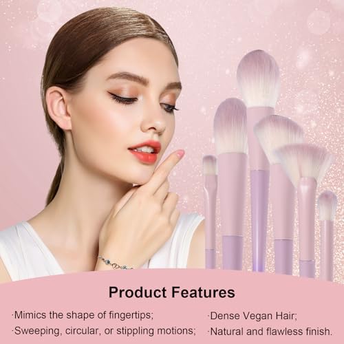 Makeup Brush Set 19 Pcs Premium Synthetic Foundation Powder Concealers Eye shadows Blush Travel Makeup Brushes Holder Set (Pink)