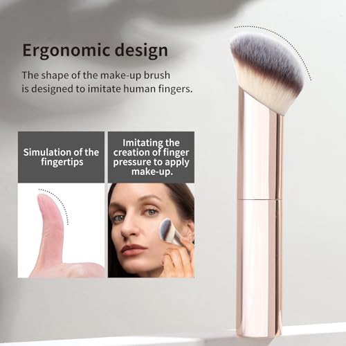 MAANGE 20 PCS Foundation Makeup Brush Set, Double-ended Kabuki Contour Brush for Liquid Powder Concealer Blending Blush Face Makeup Tools (Gold)