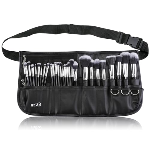 MSQ Makeup Brushes Set 29pcs Professional Cosmetics Brushes with Belt Waist Makeup Bag (Foundation, Powder, Creams, Liquids & Eye Brushes) for Women/Girls/Artists/Holiday gifts/travel