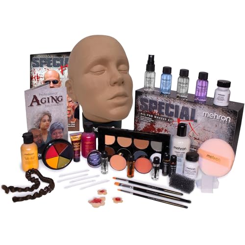Mehron Makeup Special FX All-Pro Makeup Kit with Practice Head | Complete Professional Stage Kit Includes Practice Head | Special Effects for Theatre, Halloween, & Cosplay