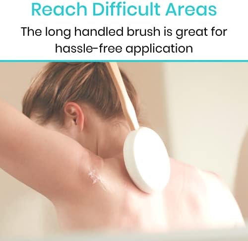 Vive Lotion Applicator for Back, Feet (17.5") - Self Washer Beauty Shower Sponge, Long Handle Cream Wand for Elderly, Women - Apply Medicine, Skin Cream, Body Wash, Sunscreen -Easy to Clean