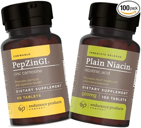 Endur B3 Plain Niacin - 500mg Immediate Release Vitamin B-3 with Flush - Nicotinic Acid 100 Tab-Phytosterols 450mg IR 60 Tabs