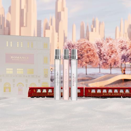 RALPH LAUREN FRAGRANCES Romance Discovery Perfume Set - 3-Piece Travel Size Set - Floral Scented Fragrance with Rose, Sandalwood, Vanilla & Jasmine Notes - 0.3 Fl Oz Each