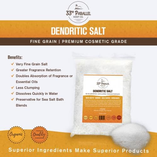 DENDRITIC Salt (2 lbs / 32 oz) Premium Fine Grain for Bath Salts, Scrubs, Exfoliants, Milk Baths & More | Sizes 1 to 5 LBS | (2 Pound)