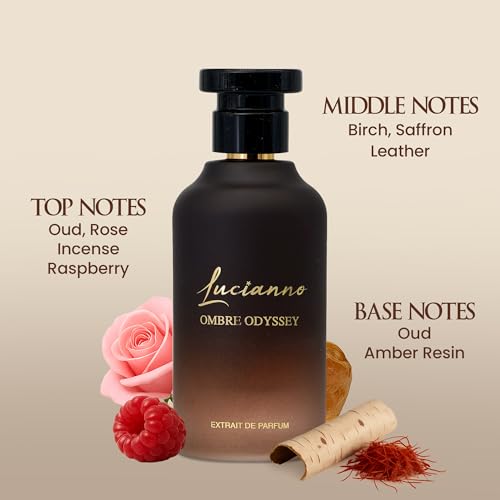 Lucianno Ombre Odyssey 100mL Extrait De Parfum, Long Lasting Perfume for Men & Women, Aromatic Aquatic Fragrance with Oud, Saffron, & Amber Notes, Luxury Gift for Men & Women