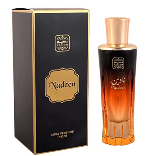 NASEEM Nadeen Aqua Alcohol-Free Water Perfume 80ml - Unisex Eau De Parfum - Enchanting Rose, Jasmine & Agarwood Blend - Perfect Romantic Evenings