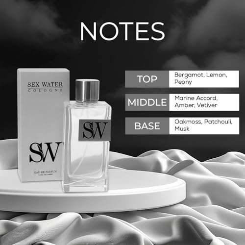 Sex Water Cologne for Men – 2 ml Travel Size Eau de Parfum Spray – Seductive Designer Summer Scent – Long Lasting, Hypoallergenic Masculine Romantic Men’s Fragrance Infused with Bergamot, Amber & Musk