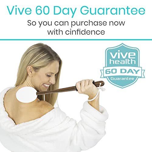 Vive Lotion Applicator for Back, Feet (17.5") - Self Washer Beauty Shower Sponge, Long Handle Cream Wand for Elderly, Women - Apply Medicine, Skin Cream, Body Wash, Sunscreen, Tanner