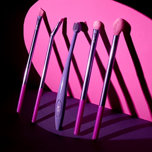 Real Techniques Eye Love Drama Makeup Brush Kit, Professional Eye Brush Set, Soft, Synthetic Bristles, Cosmetic Brushes For Eyeshadow, Eyebrow, Blending, Brows, and Eyelashes, 5 Piece Set