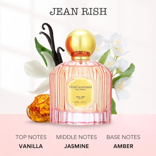Jean Rish Floral Gourmand Perfume for Women, Eau De Parfum (3.4 Fl Oz / 100ml) with Vanilla Orchid, Rose & Brown Sugar Notes - Long Lasting and Luxury Fragrance