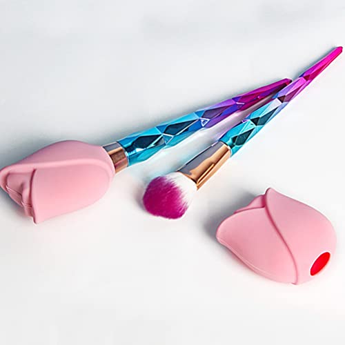 Zerone Makeup Brush Holder, 3pcs Rose Shape Silicone Travel Makeup Brush Organizer Storage Covers Protector Guards Reusable Dust Cover Brush Organizer Case for Travel and Home