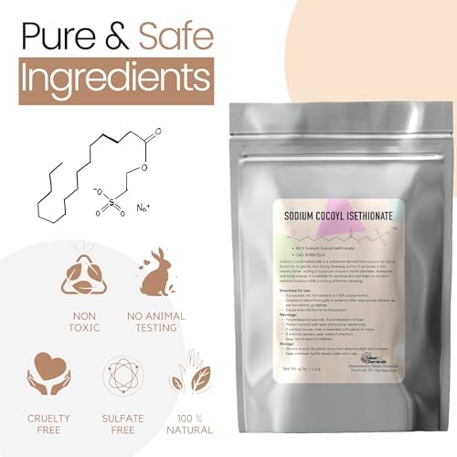 Sodium Cocoyl Isethionate Powder - Cosmetic Grade - 16 Oz / 453 g - Mild Surfactant for Soap Making, Lotion Making, DIY Cosmetics, Haircare, Bath Bomb Making - SCI Powder by Talsen Chemicals