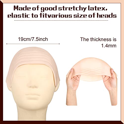 WILLBOND 4 Pcs Halloween Bald Caps Makeup Latex Bald Caps Head Wig hat Costume Accessories for Adults(Skin Color,Simple Style)