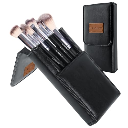 SHANY Makeup Brush Set Black OMBRE Pro 10 Piece Essential Professional Make up Brush Set - Foundation Powder Concealers Eye Shadow Brushes with Cosmetics Brush Travel Case - Upgraded