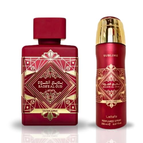 Lattafa Bade'e Al Oud Sublime - EDP Spray 100ML (3.4 OZ) & Deodorant Spray 200ML (6.7 OZ) Experience The Luxury of Woody & Aromatic Fragrance. (Value Pack)