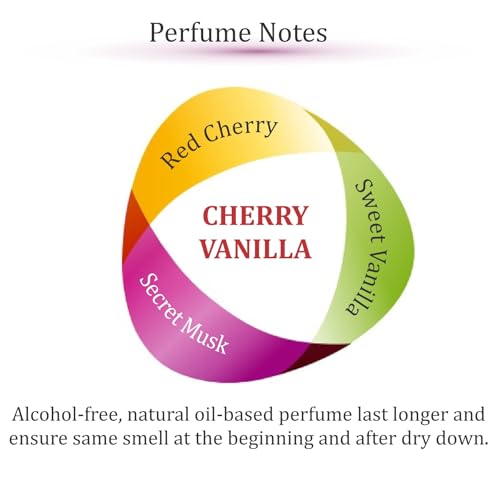 Zoha Cherry Vanilla - Cherry Perfume for Women and Men, Alcohol Free Perfume Oil Roll On, Natural Clean Travel Size Parfum, 9ml Roller