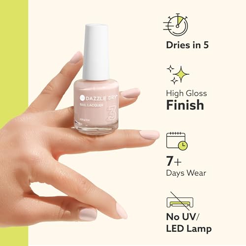 Dazzle Dry Nail Lacquer (Step 3) - Cherry Blossom - A calming blush pink with a subtle multicolored shimmer effect. Semi-sheer shimmer. (0.5 fl oz)