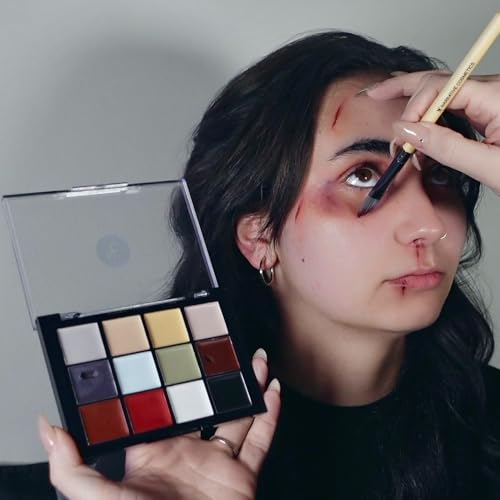 12-Color Death FX Cream Palette, Professional Quick Drying Waterproof SFX Makeup for the Stage, Film, Costumes, Cosplay, Halloween