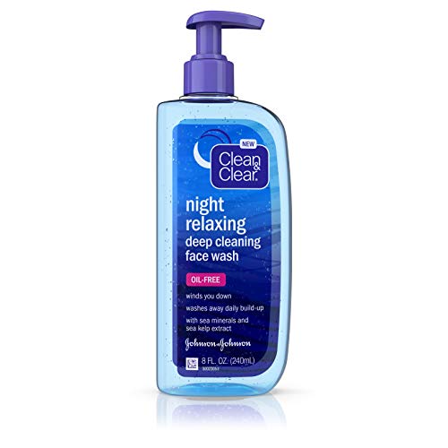 Clean & Clear Night Relaxing Oil-Free Deep Cleaning Face Wash With Deep Sea Minerals & Sea Kelp Extract, For All Skin Types, 8 F
