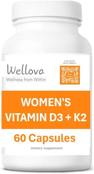 Women's D3 + K2 | Promotes Energy & Mood Support | Supports Bone & Heart Health | Provides Immune Support | Superior Pure Organic Absorption | 60 Capsules