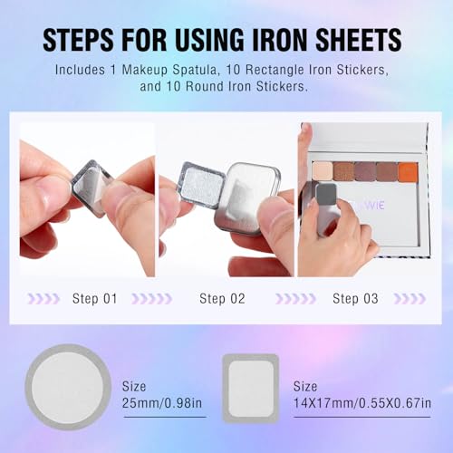 Empty Magnetic Makeup Palette with Mirror, Spatula, 20 Metal Stickers, Suitable for Eyeshadow Lipstick Blush Powder Highlighter and Contour, DIY Refillable, Holographic Stripes Black Medium