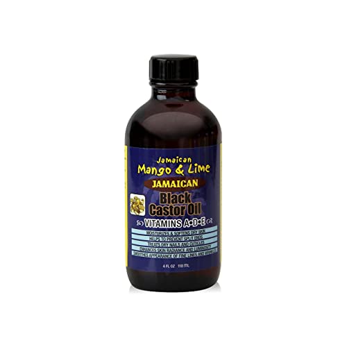 Jamaican Mango & Lime Vitamins A-D-E Black Castor Oil - Fast Absorbing, Nourishing Natural Oil, Moisturizes Dry Flaky Scalp & So