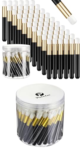 Patelai 60 Pieces Lash Shampoo Brushes with Container, Eyelash Extension Cleansing Brush Nose Pore Cleaning Tool Peel off Blackhead Removing Tool Cosmetic Lash Cleanser Facial Cleansing(Black)