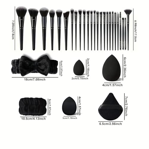 36Pcs Black Makeup Brushes Set Professional Makeup Kit Multi-functional Makeup Tool Set with Facial Makeup Accessories, Foundation Makeup Brush Kit Eye and Face Make up Brushes & Tools